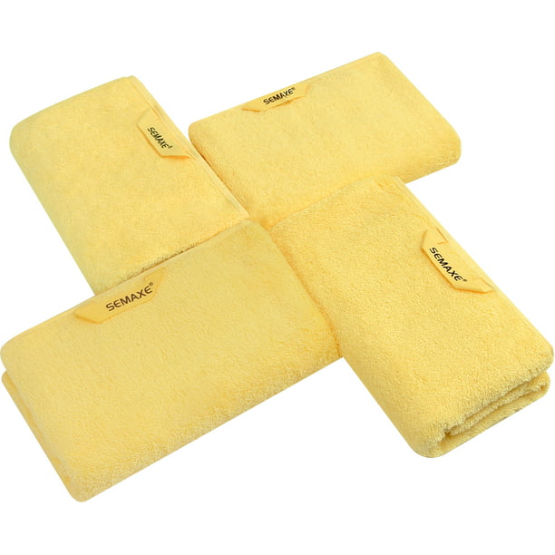 SEMAXE Yellow Hand Towel Set, 100% Cotton Yarn Jacquard Bathroom Towel. Super Soft & Highly Absorbent