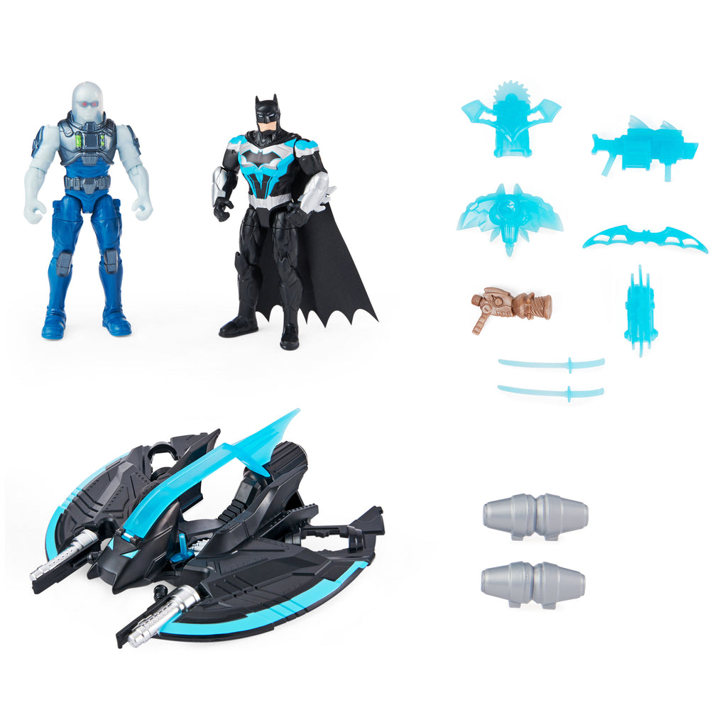 DC Batman Bat-Tech Flyer with 4 Exclusive Mr. Freeze & Batman Action  Figures