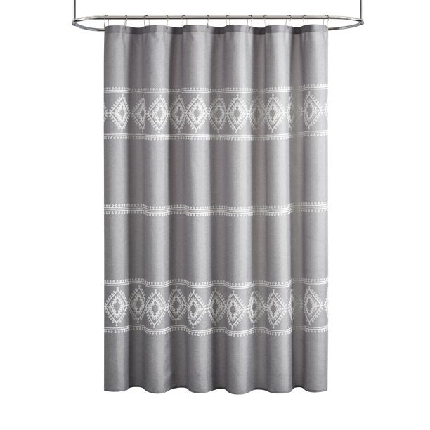 Better Homes and Gardens Embroidered Polyester Shower Curtain, 72"x72", Grey