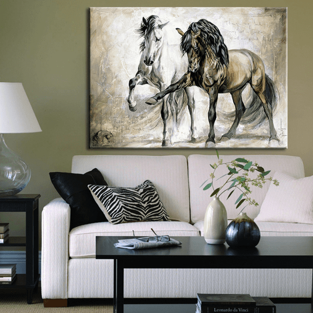 Horse Portrait Painting Horse Canvas Art for Wall Decor Framed Painting for Living Room Decoration Ready to Hang