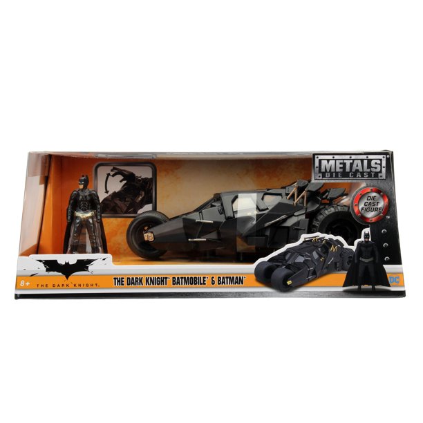DC Comics 1:24 2008 Dark Knight Batmobile Die-cast Car with 2.75" Batman figure Play Vehicles