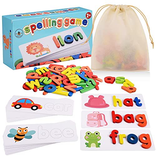 BEESTECH Spelling Matching Letter Games, Educational Learning Toys for Toddlers 2, 3, 4 Years Old, Preschool Learning Toys Activities