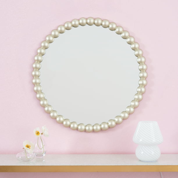 Justice 26" Round Beaded Wall Mirror, Champagne