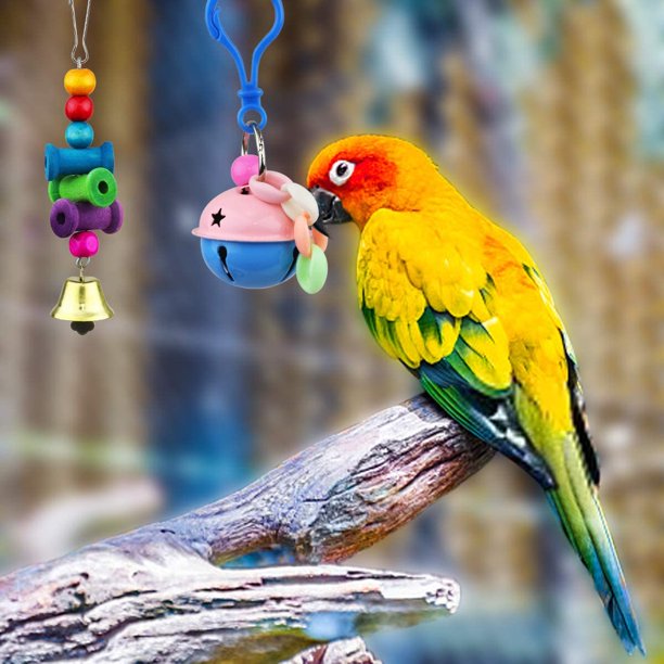 ZITA ELEMENT Bird Toys 8 Pack Parrot Toys for Small Parakeets Cockatiels Conures Finches Swing Chewing Hanging Bell Cage Hammock Toy