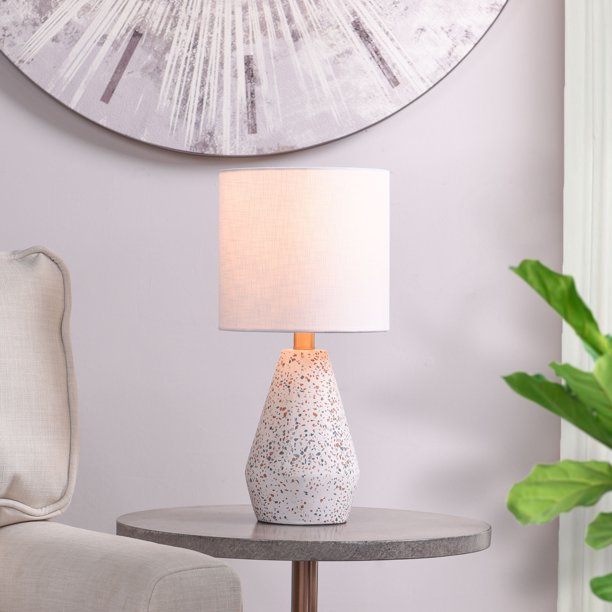 Mainstays Terrazzo Table Lamp, with White Drum Shade, bulb included, 16.75"