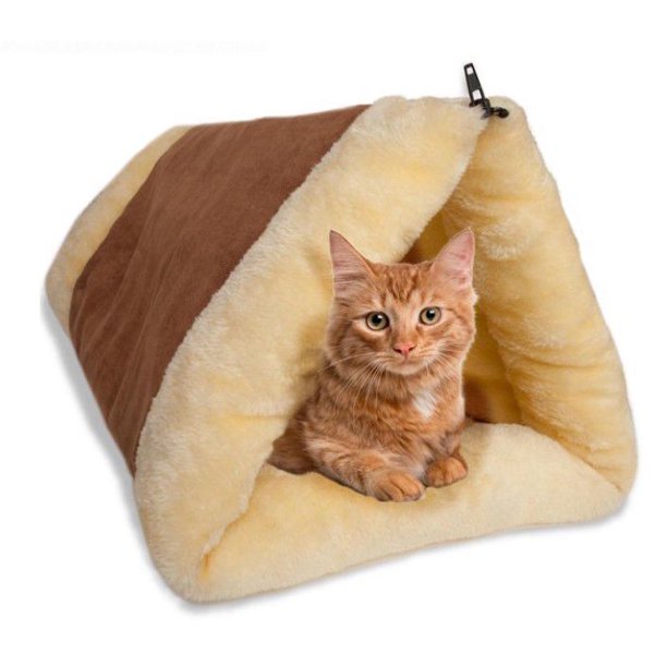 Paws & Pals Pet Bed 2-in-1 Indoor Fleece Cave Mat Pyramid for Dogs Cats Kittens Puppies
